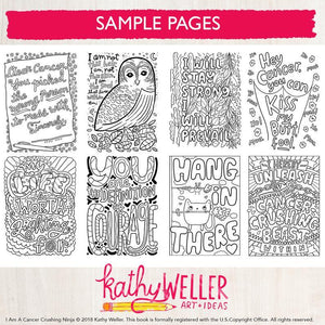 Coloring Book Set Art - Therapy Support, Creativity Bundle Book - Cancer Warrior