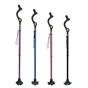 Honmido Walking Cane Foldable for Men & Women Seniors for Balance,Self Standing Folding Cane,Height Adjustable Anti-Slip Lightweight Alloy Walking Stick Collapsable for Travel Mobility Aid (Black)