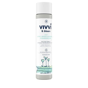 VIVVI & BLOOM Gentle 2-in-1 Baby Wash & Shampoo Cleansing Gel, Leaves Sensitive Skin Feeling Healthy & Moisturized, Fragrance-Free, Formulated Without sulfates, paraben, & Dyes, 10 fl. Oz
