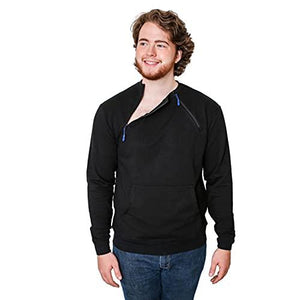 MandM Medical Apparel - Port & Central Access Sweater for Hemodialysis & Chemotherapy - Long-Sleeved Tee with Dual Zippers - Dialysis Shirt Pocket Men and Women (Black, Small)