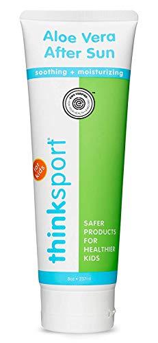 Thinksport Kids Aloe Vera After Sun Relief Gel EWG Verified Natural After Sun Skincare for Face Body Hydrating Soothing Moisturizing Sunburn Solution for Children, 8 Ounce