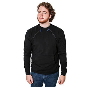 MandM Medical Apparel - Port & Central Access Sweater for Hemodialysis & Chemotherapy - Long-Sleeved Tee with Dual Zippers - Dialysis Shirt Pocket Men and Women (Black, Small)