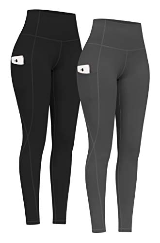 PHISOCKAT Women's Yoga Pants with Pockets, High Waist Tummy Gray