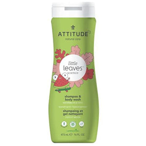 ATTITUDE Kids Shampoo and Body Wash, EWG Safe Hypoallergenic & Vegan, Perfect for Sensitive Skin, Watermelon & Coco, 16 Fl Oz