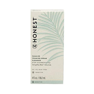 Honest Beauty Calm On Foaming Cream Cleanser | with Hyaluronic Acid + Phytosterols & Phospholipids + Amino Acids | 4 Fl Oz
