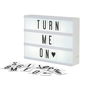 My Cinema Lightbox - The Mini Cinema Lightbox, LED Changeable Quote Sign To Create Personalized Messages, with 100 Letters, Numbers, & Symbols, USB or Battery Powered, A5 White