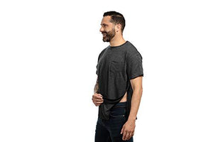 MAI Post Shoulder Surgery Shirts | Chemo Clothing | Short Sleeve Shirt Men Charcoal
