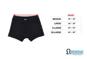 RENOVA MEDICAL WEAR Post Surgery Underwear - Men's - Tearaway Underwear Large Black