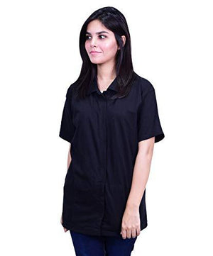 Post Op Open Recovery Top with Pockets & Fasteners for Drains Black