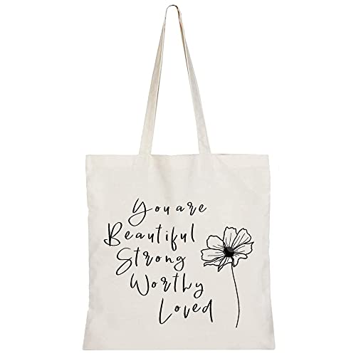Canvas Tote Bag for Women Aesthetic Cute Tote Bags Inspirational Gifts Reusable Grocery Shopping Bags Book Tote