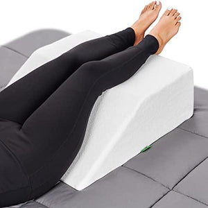 Cushy Form Wedge Pillows - 8 Inch Leg Pillows for Sleeping, Post-Surgery, Back, Hip and Knee Discomfort w/ Washable Cover - White