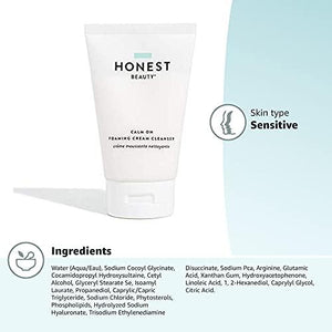 Honest Beauty Calm On Foaming Cream Cleanser | with Hyaluronic Acid + Phytosterols & Phospholipids + Amino Acids | 4 Fl Oz