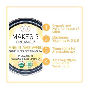 Makes 3 Organics Organic Ylang Ylang Hand Balm, Vanilla, 1.8 Fluid Ounce