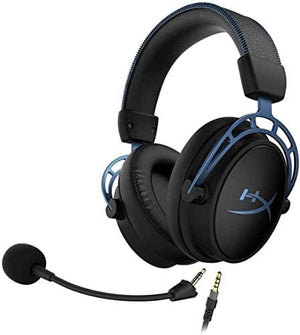 HyperX Cloud Alpha S - PC Gaming Headset, 7.1 Surround Sound, Adjustable Bass, Dual Chamber Drivers, Chat Mixer, Breathable Leatherette, Memory Foam, and Noise Cancelling Microphone - Blue