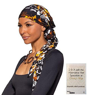 Bundle - 2 Items: The Softie Wrap Print by Jon Renau Headcovers (Item #1), Christy's Wigs Q & A Booklet (item #2) - Color: Dark Sky