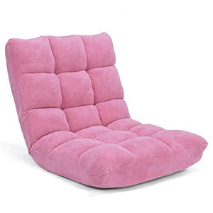 Giantex 14-Position Floor Folding Gaming Sofa Chair Lounger Folding Adjustable Sleeper Bed Couch Recliner (Pink)