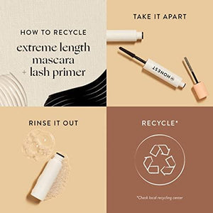 Honest Beauty Extreme Length Mascara + Lash Primer | 2-in-1 Boosts Lash Length, Volume & Definition | Silicone Free, Paraben Free, Dermatologist & Ophthalmologist Tested | 0.2 Fl Oz, Black