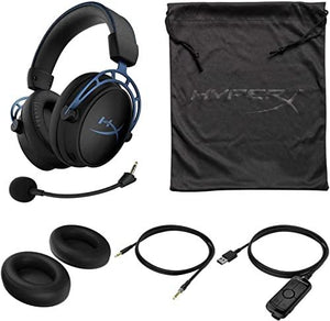 HyperX Cloud Alpha S - PC Gaming Headset, 7.1 Surround Sound, Adjustable Bass, Dual Chamber Drivers, Chat Mixer, Breathable Leatherette, Memory Foam, and Noise Cancelling Microphone - Blue