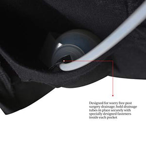 Post Op Open Recovery Top with Pockets & Fasteners for Drains Black