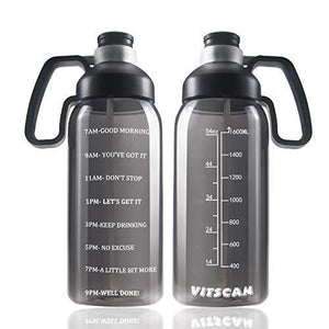 64 OZ Water Bottle with Straw, Motivational Water Bottle with Time Marker
