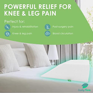 Cushy Form Wedge Pillows - 8 Inch Leg Pillows for Sleeping, Post-Surgery, Back, Hip and Knee Discomfort w/ Washable Cover - White