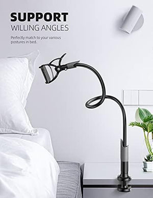 Phone Holder Bed Gooseneck Mount - Lamicall Cell Phone Clamp Clip for Desk, Flexible Lazy Long Arm Headboard Bedside, Overhead Mount Stand, Compatible with Phone 12 Mini 11 Pro Xs Max XR X 8 7 6 Plus