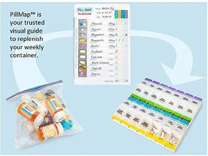 PillMap Visual Pill Planner for Medication and Vitamins Management Guide for Pill Box Organizer Containers, Pill Map