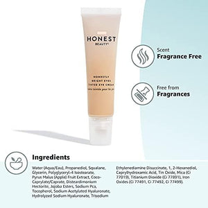 Honest Beauty Honestly Bright Eyes Tinted Eye Cream, Sandstone with Hyaluronic Acid + Squalene| EWG Certified + Dermatologist Tested & Vegan + Cruelty Free | 0.5 fl. oz.