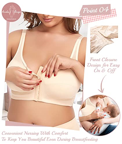 Front Closure Mastectomy Bras for Women Wireless Soft Cup Cotton