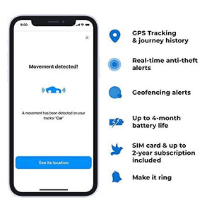 Invoxia Cellular GPS Tracker - Vehicle, Car, Motorcycle, Bike, Senior, Kid, Belongings - Up to 4 Month Battery Life - Free 2 Year Subscription - Built-in SIM - Real-time Anti-theft Alerts - 4G LTE-M