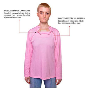 Inspired Comforts Chemo Port Access Shirts Full Sleeve w/Dual Zippers 2XL Pink