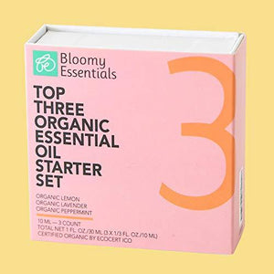 Bloomy Essentials Top 3 Organic Essential Oils Starter Set 10 mL (1/3 oz)