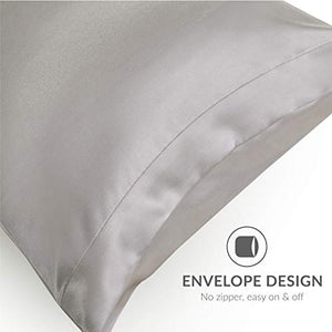 Bedsure Satin Pillowcase 2 Pack, Queen Size(Silver Grey, 20x30 inches) Pillow Cases Set of 2