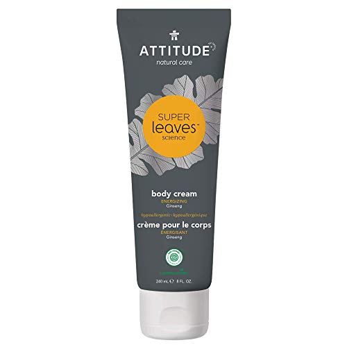 ATTITUDE Super Leaves, Hypoallergenic Energizing Body Cream, Ginseng, 8 Fluid Ounce, (18196)