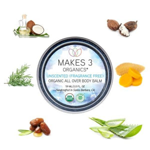 Makes 3 Organics All Over Body Balm, Unscented, 2 Fluid Ounce