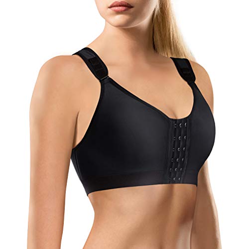 SHAPERX Womens Post-Surgical Front Closure Sports Bra Adjustable Wide Strap  Racerback Support Bra