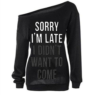 Dutebare Women Long Sleeve Sweatshirt Off Shoulder Tops Slouchy Pullover Shirt Black c L