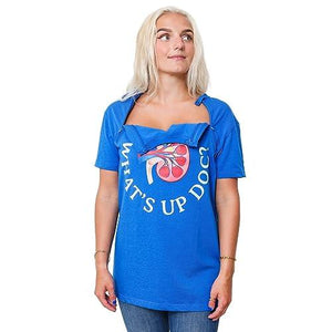 MandMcares Dialysis Chest Port Catheter Access Chemotherapy Shirts New Added Snap Button on Top Zippers for Decency (X-Large, Blue)