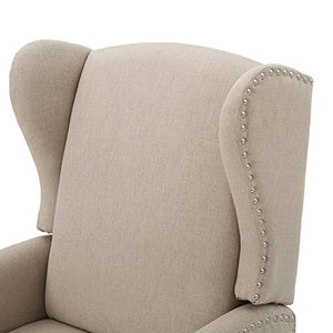 Westeros Traditional Wingback Fabric Recliner Chair (Wheat)