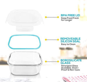 Utopia Kitchen Glass Food Storage Container Set  BPA Free (Blue, 18 Piece Set)