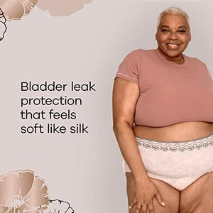 Always Discreet Boutique, Incontinence & Postpartum Underwear for Women, Maximum Protection, Peach, Large, 18 Count