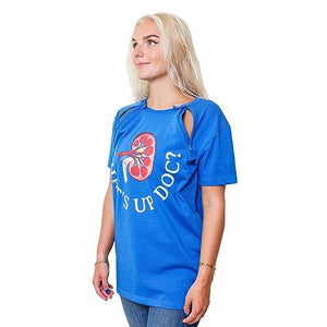 MandMcares Dialysis Chest Port Catheter Access Chemotherapy Shirts New Added Snap Button on Top Zippers for Decency (X-Large, Blue)