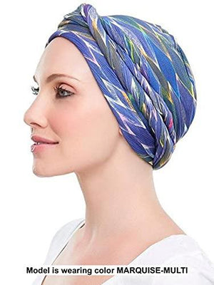 Bundle - 2 Items: The Softie Wrap Print by Jon Renau Headcovers (Item #1), Christy's Wigs Q & A Booklet (item #2) - Color: Dark Sky