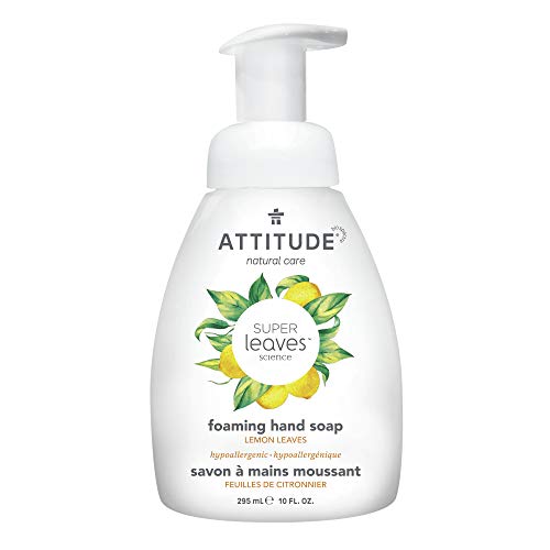 ATTITUDE Foaming Hand Soap, Plant and Mineral-Based Ingredients, Vegan and Cruelty-free Personal Care Products, Lemon Leaves, 10 Fl Oz