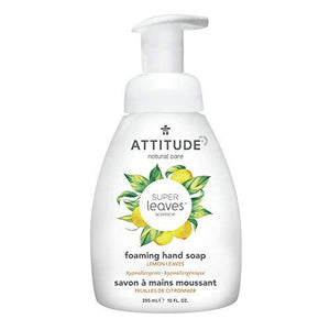 ATTITUDE Foaming Hand Soap, Plant and Mineral-Based Ingredients, Vegan and Cruelty-free Personal Care Products, Lemon Leaves, 10 Fl Oz