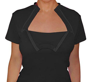 ComfyChemo® CHEMOWEAR : Women's Short Sleeve Chemotherapy Port Zipper Shirt (Medium, Black)
