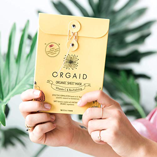 ORGAID Organic Sheet Mask | Made in USA (Vitamin C &amp; Revitalizing, pack of 4)