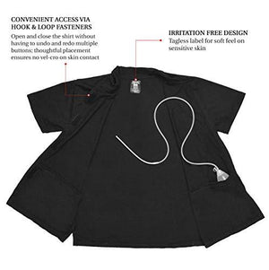 Post Op Open Recovery Top with Pockets & Fasteners for Drains Black