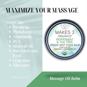 Makes 3 Organics Deep Tissue Balm, Peppermint & Tea Tree, 2 Fluid Ounce
