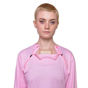 Inspired Comforts Chemo Port Access Shirts Full Sleeve w/Dual Zippers 2XL Pink